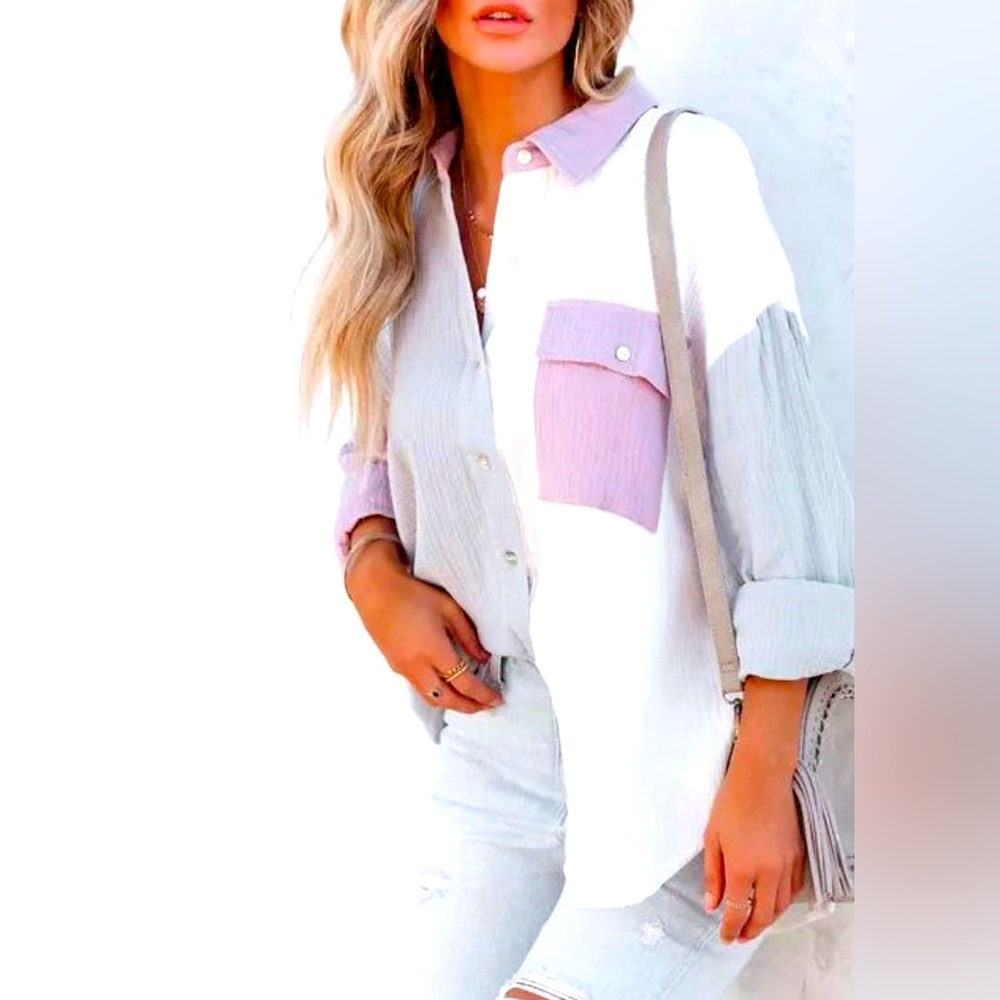 Multi Colored Button Down Top
